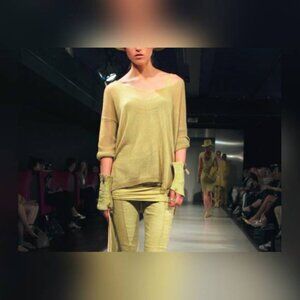 Annette Gortz SS/13 Liam Yellow Cotton-Blend Front-Zip Sweater